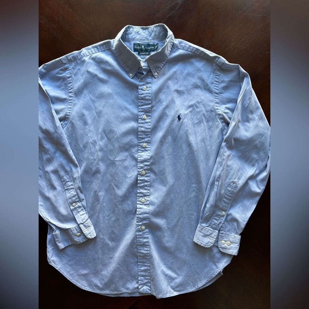Ralph Lauren Men's 17 34/35 Light Blue Casual Button-Down Shirt